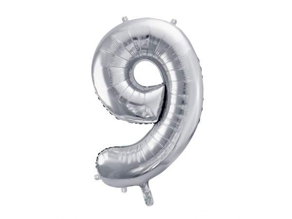 Folienballon Zahl 9 XXL Silber