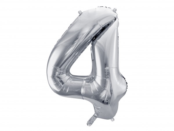Folienballon Zahl 4 XXL Silber