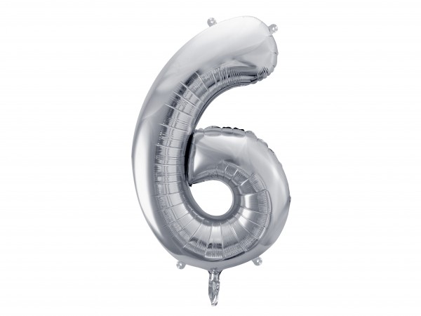 Folienballon Zahl 6 XXL Silber