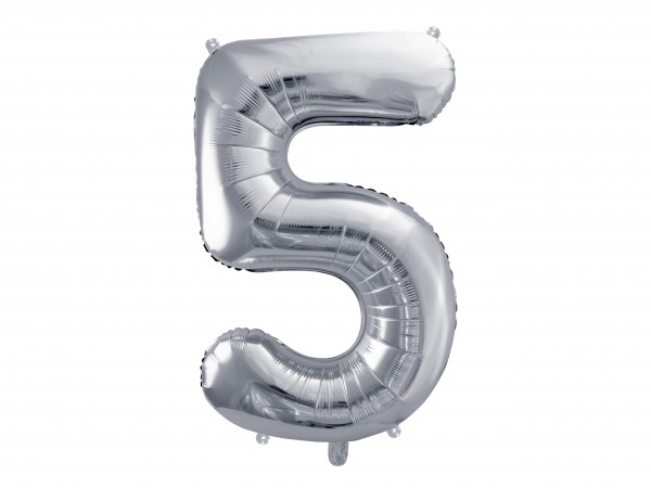 Folienballon Zahl 5 XXL Silber